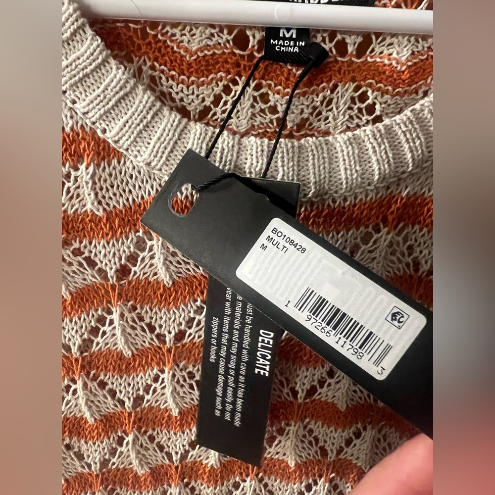 Steve Madden Cream and Orange Knit Midi Dress - Picture 5 of 6